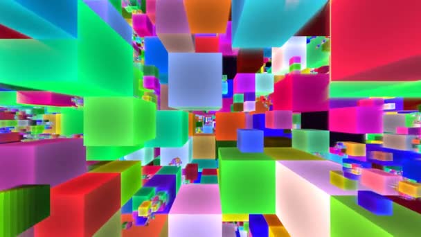 Cuburi de multe dimensiuni umplând camera infinită de cuboide — Videoclip de stoc