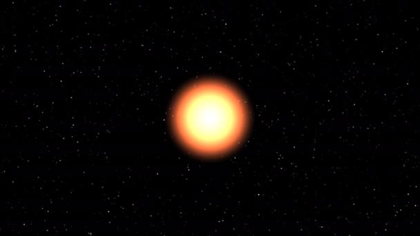 Звездное солнце с орбитальной планетой планетарной солнечной системы со звездами — стоковое видео