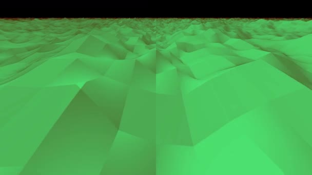 Flyover Flying Over Low Poly Lowpoly Green Terrain Hills Digital Land — Stock video