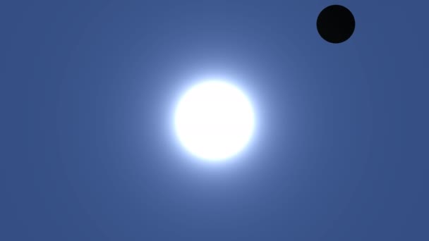 Солнечное затмение анимации луна, проходящая перед солнцем раскрывает звездное поле — стоковое видео