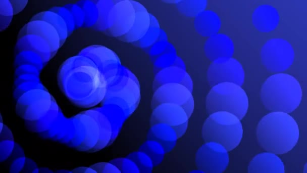 Spirals of Soft Blue Bokeh Dots Spiraling Out From Single Side Frame — Video Stock