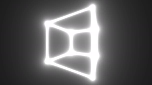 Spinning Mesh Cube Mask Showing Vertices and Edges in Soft Wireframe — Stock video