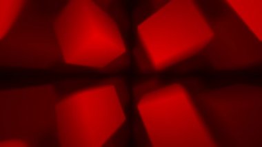Array Grid of Rolling Tumbling Red Blocks Cubes Passing Viewer