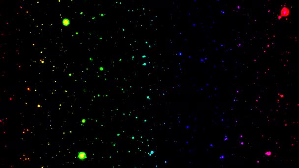 Bands of Multicolored Balls Floating Through Space Towards Viewer — Vídeo de Stock