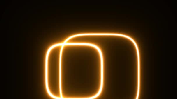 Two Pair Twin Panels of Neon Light Rounded Edges Squares Zoom — 图库视频影像