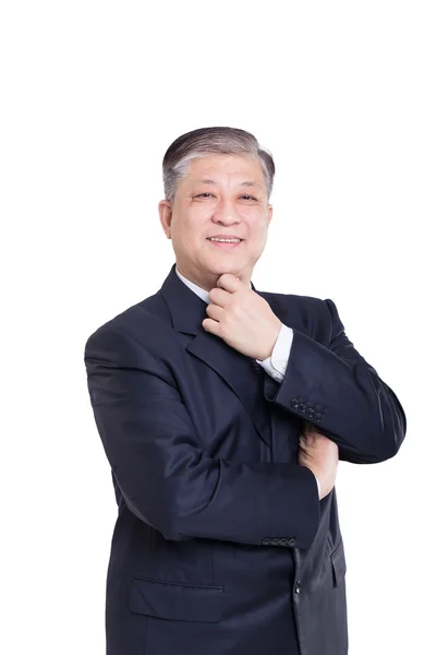 Старий азіатських бізнесмен в чорному костюмі — стокове фото