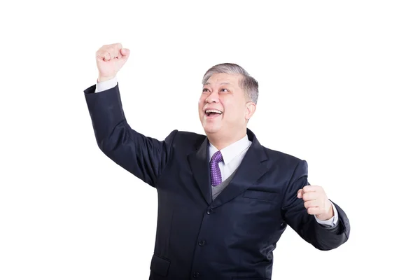 Старый азиатский бизнесмен в черном костюме — стоковое фото