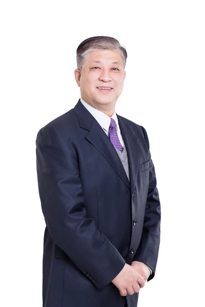 Gammal asiatisk affärsman i svart kostym — Stockfoto