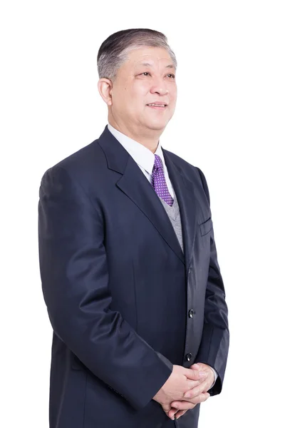 Régi ázsiai üzletember, fekete öltöny — Stock Fotó
