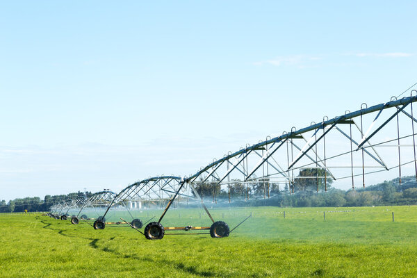 spray water machine in grassland