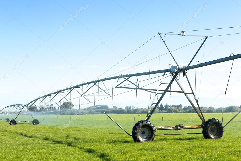 spray water machine in grassland