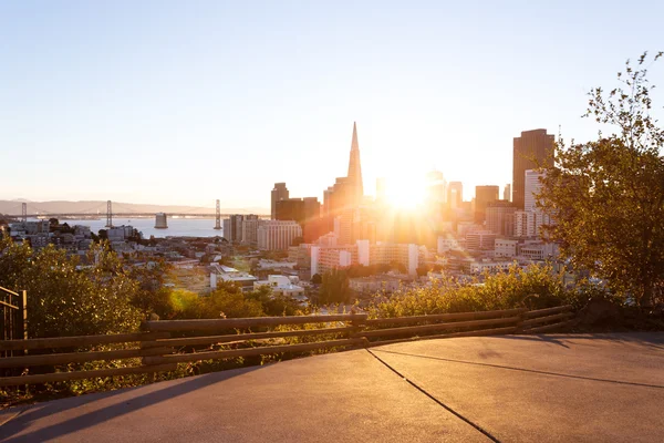 Mramorové podlaze s panoráma města San Francisco a panorama — Stock fotografie