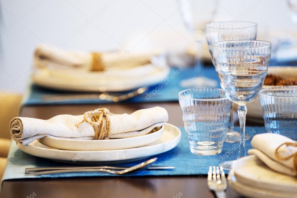 tidy towel and elegant glass on table