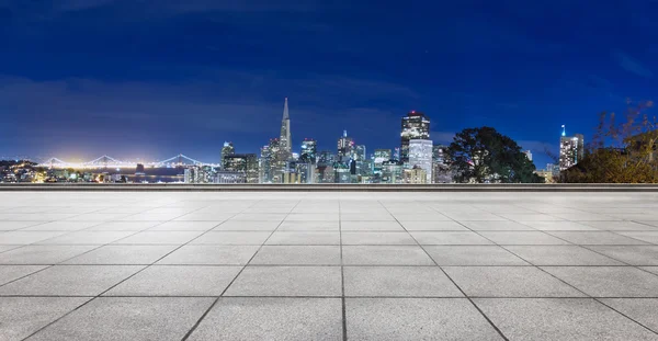 Piso de mármore vazio com paisagem urbana de São Francisco — Fotografia de Stock