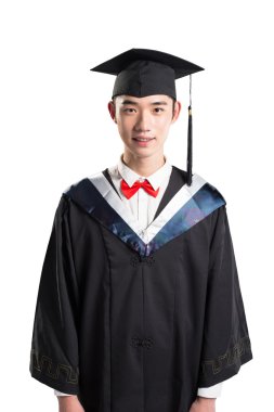 Asya genç adam eğitim elbise