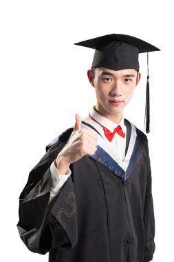 Asya genç adam eğitim elbise