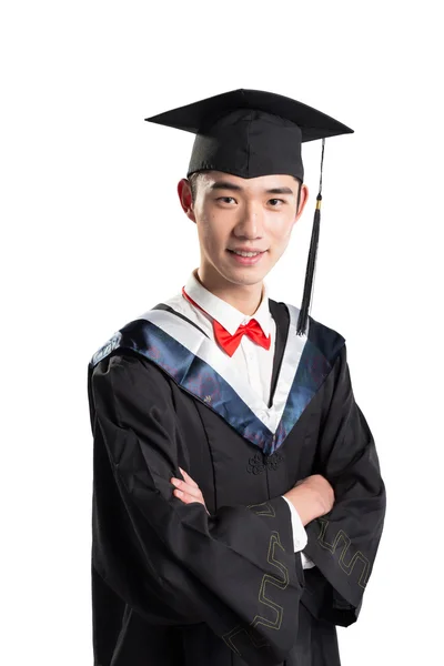 Asian young man in education gown — Stock Photo, Image