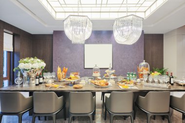 Modern yemek odasının içi.