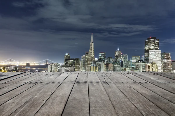 Old empty floor with cityscape of San Francisco — Stock Photo, Image