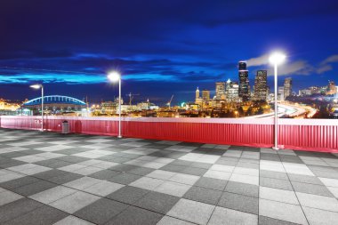 cityscape ve Seattle'nın manzarası ile boş mermer zemin