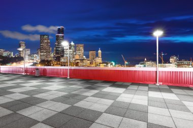 cityscape ve Seattle'nın manzarası ile boş mermer zemin