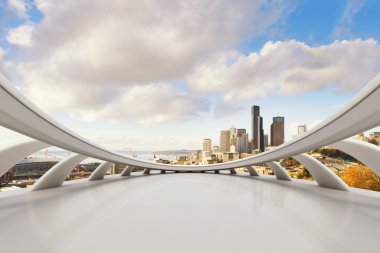 cityscape ve Seattle'nın manzarası ile boş mermer zemin
