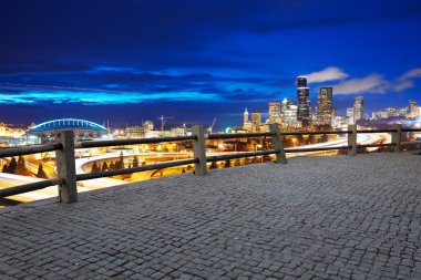 cityscape ve Seattle'nın manzarası ile boş mermer zemin