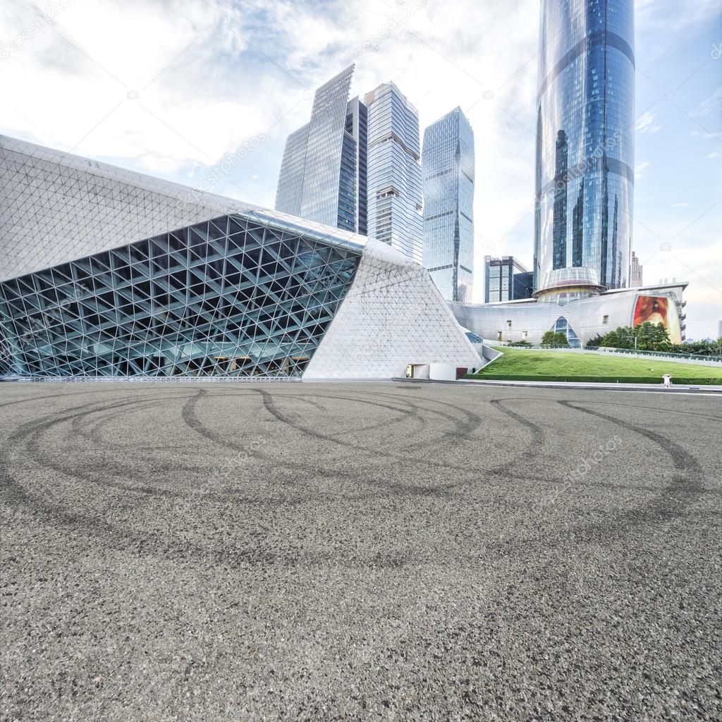 asphalt road and modern buildings in Guangdong