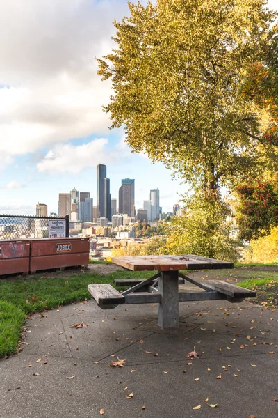 Tablo Cityscape Seattle Nın Manzarası Ile Ağacı Altında — Stok fotoğraf