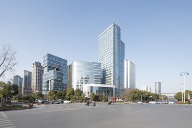 binalar ve manzarası Hangzhou yakın yol kavşak trafik