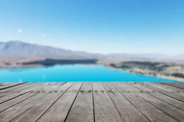 Pavimento con paesaggio del lago in Nuova Zelanda — Foto Stock