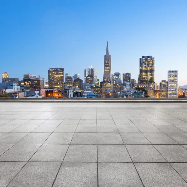 empty floor with cityscape and skyline of San Francisco