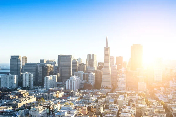 Panoráma města a Panorama San Franciska při východu slunce — Stock fotografie