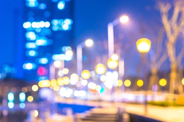 Night scene on street in modern city — Stock Photo, Image