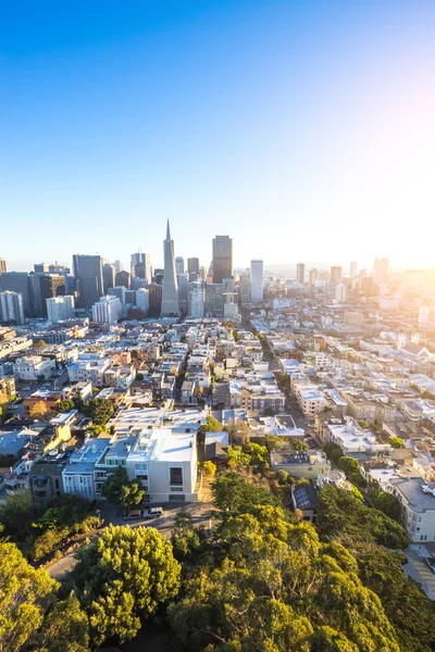 Cityscape ve gündoğumu, San Francisco manzarası — Stok fotoğraf