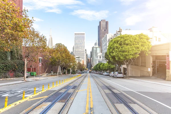 道路与电车轨道在旧金山 — 图库照片