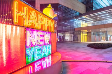 mutlu yeni yıl neon ışık ile