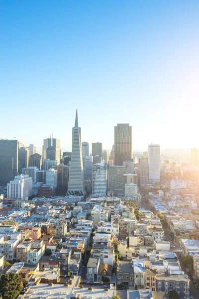 Panoráma města a Panorama San Franciska při východu slunce — Stock fotografie