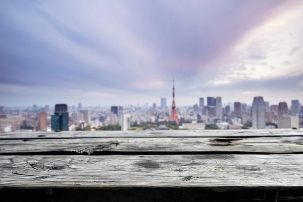 Cityscape ve Tokyo siluetinin ile boş sokak — Stok fotoğraf