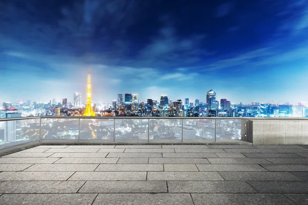 Paysage Urbain Horizon Tokyo Sur Vue Rue Asphaltée Vide — Photo