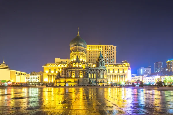 Catedral de Harbin Sophia por la noche — Foto de Stock