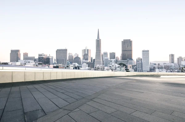 empty floor with cityscape and skyline of San Francisco