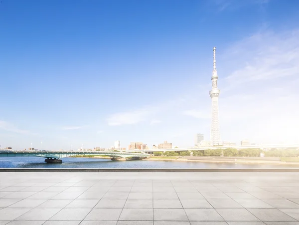 Golvet, bridge, byggnader och Tokyo TV-tornet — Stockfoto