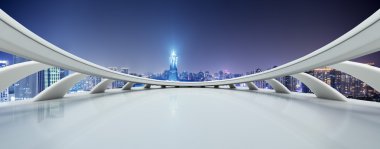 Hangzhou modern binalar ile boş sokak 