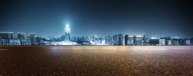 Hangzhou modern binalar ile boş sokak 