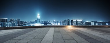 Hangzhou modern binalar ile boş sokak 