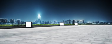 Hangzhou modern binalar ile boş sokak 