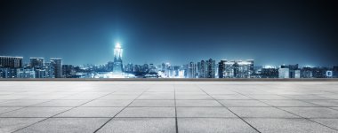 Hangzhou modern binalar ile boş sokak 