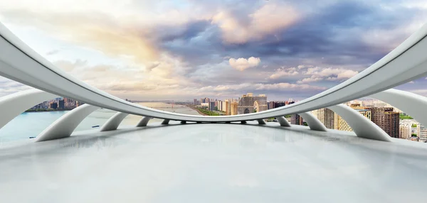 Empty street with cityscape and skyline of Hangzhou — Stock Photo, Image