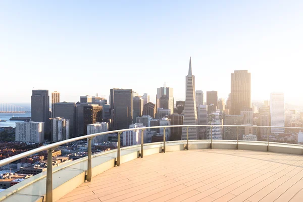 Empty floor with cityscape and skyline of San Francisco — Stock Photo, Image